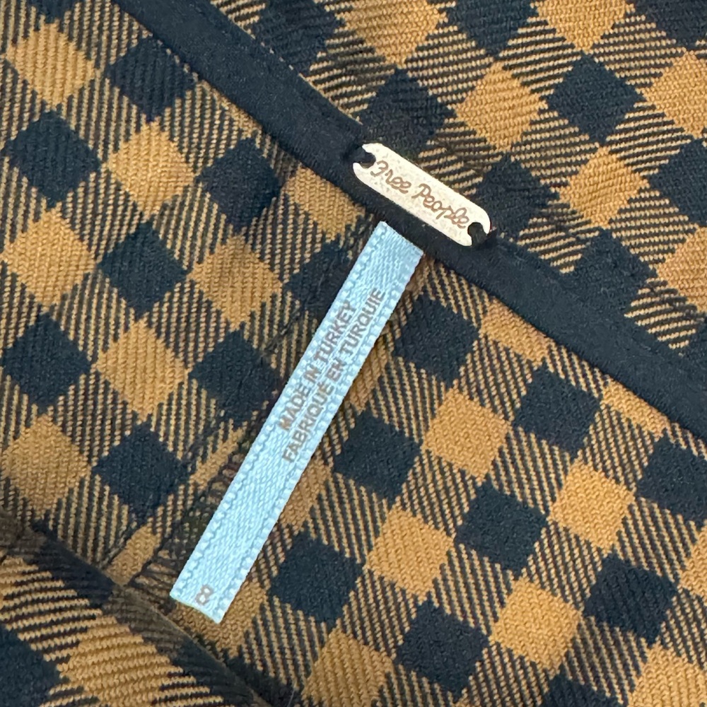Free People Mott street  Brown Checkered Wide Leg Pants - Picture 4 of 4